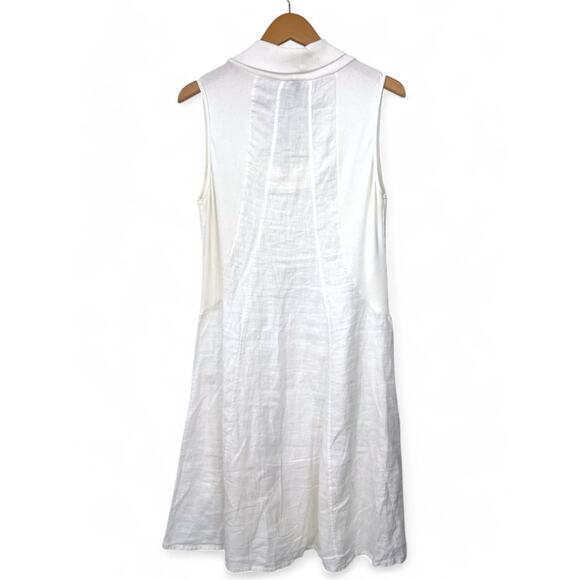 Inizio Italy L Sleeveless Tunic Dress Top Pure 100% Linen Cowl Neck Knee Length - Picture 5 of 6